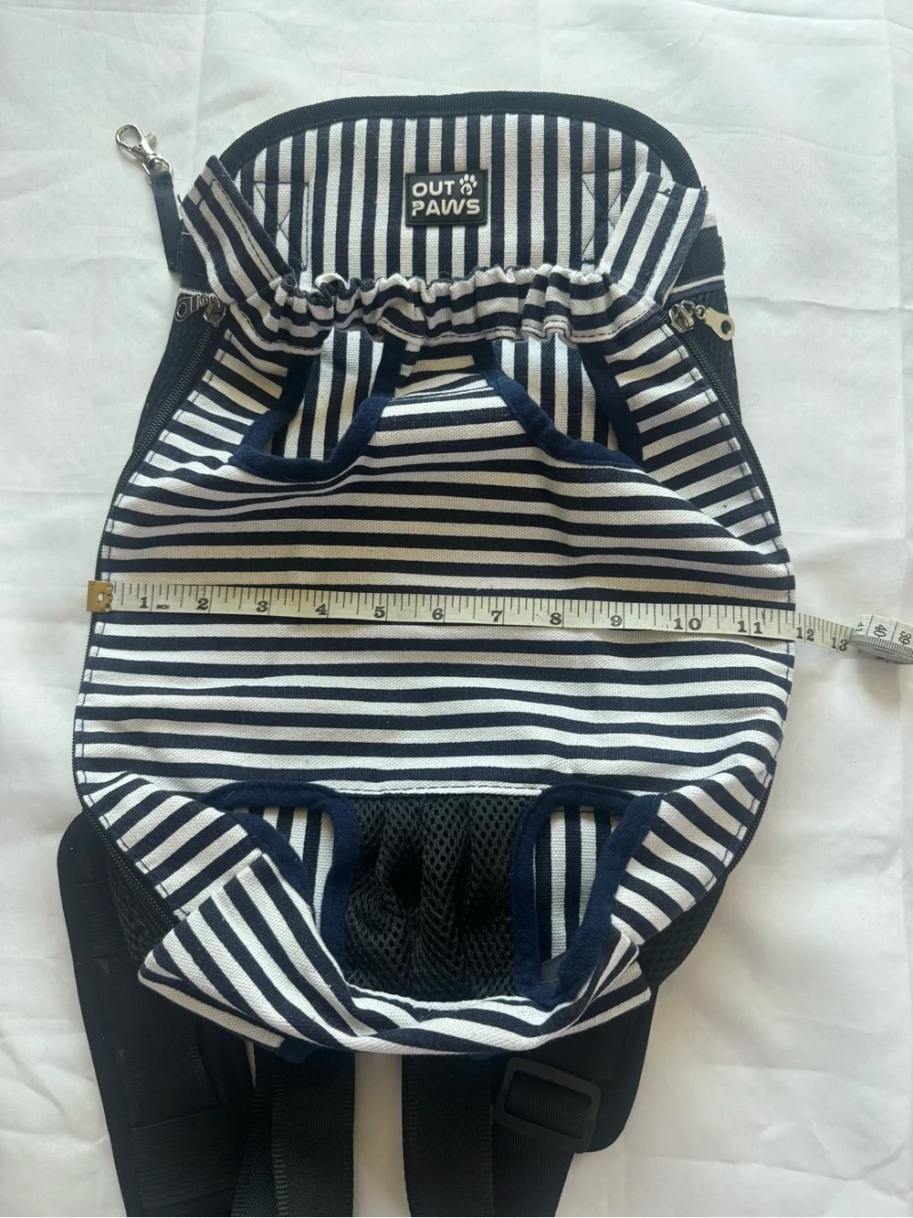 Navy and White Striped Small Pet Carrier Backpack